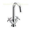 Chrome Brass Double Cross Handle Bathroom Faucets Single Hole Basin Mixer Tap