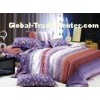 Customized Purple Stripe Cotton Bed Set Eco-friendly Dyeing for Home