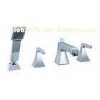 Two Handle Brass Bathroom Sink Faucets / 4 Holes Mixer Taps Ceramic Faucets HN-4B45