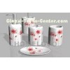Modern White Flower 5 piece Ceramic Bathroom Set Toothbrush Holder