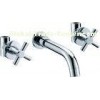 Ceramic Cartridge Wall Mount Bathroom Sink Faucet with Two Handles , Basin faucet