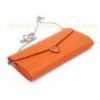 Fashion Orange Leather Envelope Clutch Bags with Microfibre Lining