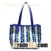 Fashion ladies' tote bag,magnetic snap closure,canvas with pu leather patchwork