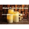 Flameless LED Candles / Large White Pillar Candles With Moving Sensor And Wavy Edge