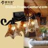 Wrought Iron Wall Mounted Vintage Bathroom Over Mirror Lights with Glass Shade