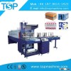 Automatic bottle/cup/box/can/bowl heating pe film shrink wrapping packaging machine