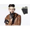 Winter Black Deerskin Leather Driving Gloves for Men with Perforation Holes