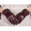 Elastic Wrist Women Fashion Leather Gloves With Mix Color Frilling Leather Cuff
