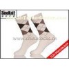 Customized White Argyle Cotton Man Casual Socks / Men Business Socks