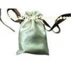 Deux Beige Shing Satin Ribbon Drawstrings Bag, Fabric Carrier Bags 2 Side Printing