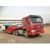 Red HOWO 2 Axles Semi Trailer Trucks , Flat Low Bed Trailer 30 Ton