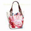 Colorful Flower Trendy Ladies Leather Handbags Zipper Casual Tote Bag For Girls