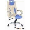 Y-2883 blue + white lift swivel leather office chair
