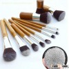 11 Piece Natural Bamboo Handle Brush set with Pouch bag