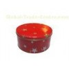 Cylindroid Popcorn Tin Cookie Containers With Red Cover / Lid