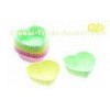 Non toxic Green Silicone Heart shaped Cupcake Liners / Cake Molds , silicon muffin cups