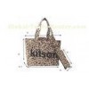 Leopard printing patern folding Cloth shopping bag with cosmetic pouch inside