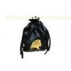 Eco-friendly Black Fabric Carrier Bags, Ribbon Drawstrings Bag For Gifts 25cm * 30cm