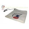 White Velvet Gift Drawstring Bag With Embroidered Logo , Pothook