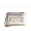 Durable Women Genuine Leather Wristlet Bag Cowhide , Ivory Evening Bag
