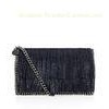 Metallic Blue Fringed Crossbody Leather Bags With Chain Shoulder Strap