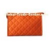 Satin fabric rectangle cosmetic makeup bag with zipper , orangecosmetic case