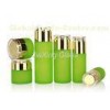 Refillable Green Cosmetic Glass Packaging , Glass Makeup Jars Lotion Pump Bottle Sets