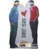 Portable folding and assembling varnish human shape Standee Display with roll up screen