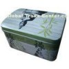 Tea Storage Rectangular Tin Box Bamboo Printed Holiday Tinplate