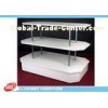 Three Plates Metal Tube Wooden Kiosk For Product Selling MDF Display