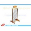 Mobile MDF Natural Wooden Display Stands With Casters , Customize LOGO Sticker
