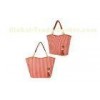 Vertical Stripe women Cloth Shopping shoulder Bag with Metal Chain