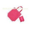 Waterproof 600D oxford folded Cloth shopping bag Red with small cosmetic pouch