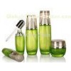 Refillable Green Glass Cosmetic Bottles , Cosmetic Glass Jars 120ml With Plastic Caps