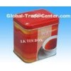 200g Printed Rectangular Tin Box With Pvc Window , Red  Coffee / Tea Storage Box