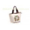 Environmental Canvas material Cloth shopping handbag with zipper / logo printed