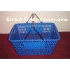 Store Plastic Shopping Baskets With Handles Used Double Metal Handle