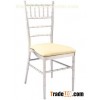 resin chiavari chair with cushion, upholstery white hotel seat, stackable banquet chair, restaurant