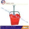 50 Liter Telescope Handle Plastic Shopping Basket With Two Wheels