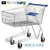 4 Wheeled 135L Metal Wire UK Shopping Cart With Baby Seat / Supermarket Equipment
