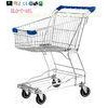 Small Wire Mesh Shopping Trolley Carts For Grocery Store , Blue Handle With Logo 60KGS