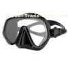Black Tempered Glass Unisex Free Diving Mask with Silicone Strap and Skirt