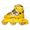 Yellow Kids Adjustable Inline Skating Shoes / Outdoor Roller Skates With Aluminum Chassis