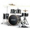 Classic Black Standard 5 Piece Acoustic Drum Set / Percussion Kit With Cymbals
