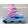 Adjustable Pink Girls 3 Wheel Inline Skating Shoes with Aluminum Blue Chassis