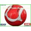 Red Machine Stitched Leather Soccer Ball Official Size for Amateur Match