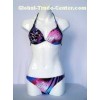 Women two piece swimwear assorted leopard color polyester swim suit S M size