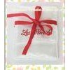 Wedding Favor Satin Drawstring Pouch , White Gift Bags With Red Ribbon