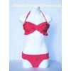 Professional custom make red color polyester swim suit,  Women two piece swimwear