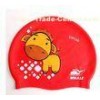 100% Silicone Funny Childrens Swimming Hats Red with Cute Animal Printed